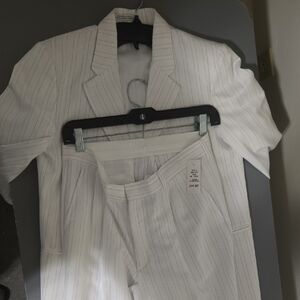 Metro White Pinstripe Suit